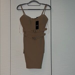 Privy Brown Strappy Mini Dress NWT